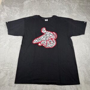 Crooks & Castles Shirt Mens Large Black Hand Gun Print Crewneck Graphic Tee